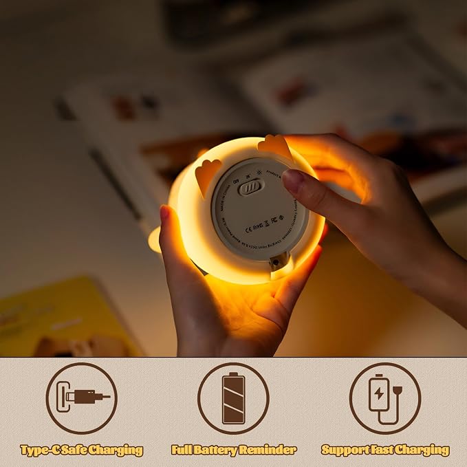 Penguin Nursery Night Light, LED Squishy Silicone Lamp, 2 Levels Dimmable - Image 7
