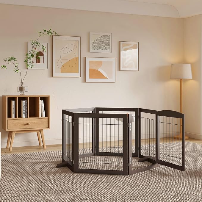 Vantas Folding Pet Gate 144" Wide, Freestanding Wire Pet Gate, Pet Puppy Safety - Image 4