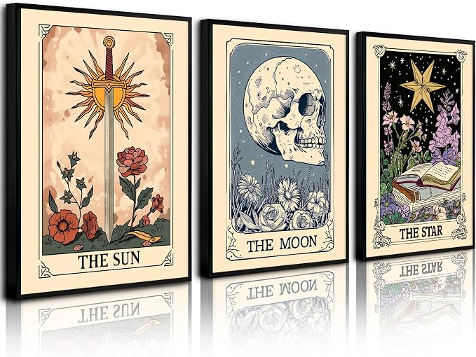 Pouydmi Tarot Card Wall Art Sun Moon Canvas Wall Decor Mystical Astrology Wall by Unknown