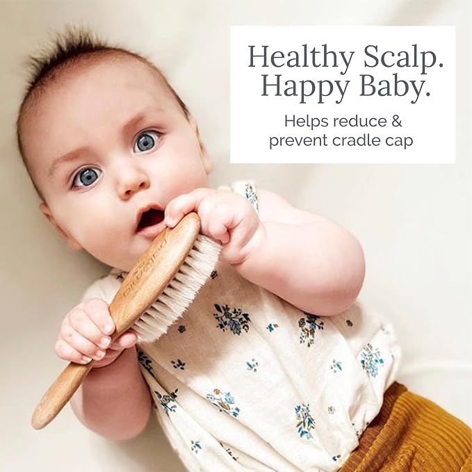 Natemia Wooden Baby Hair Brush & Comb Set - Image 3