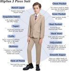 Boys' 3 Piece Suit Set with Suit Jacket, Formal Tuxedos Slim Fit Ring Bearer - Image 3