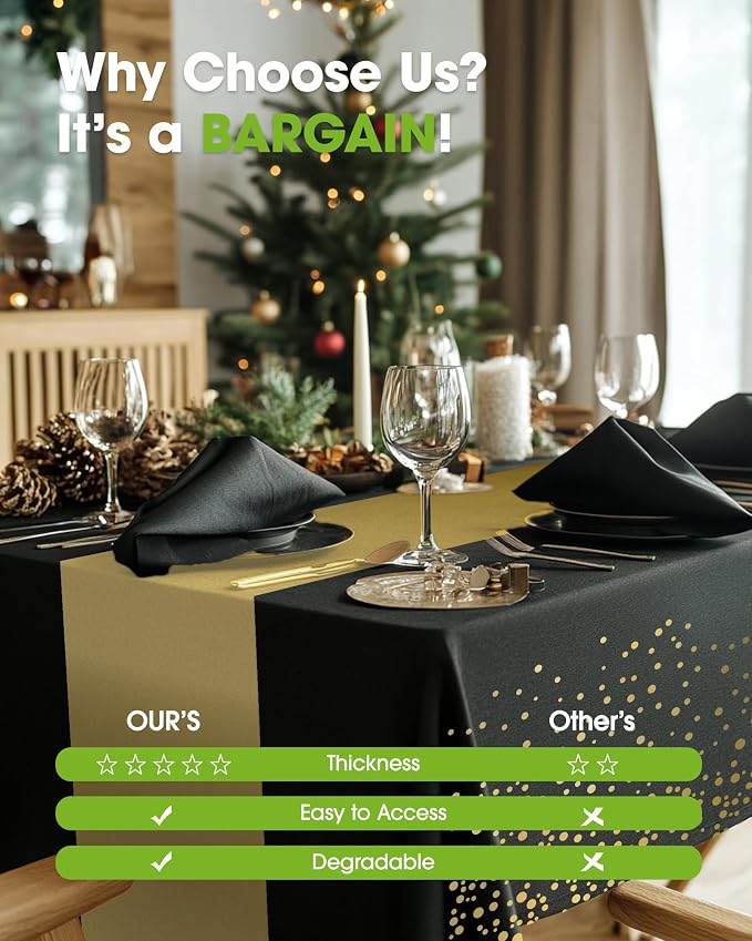Pureegg Plastic Table Cloth Disposable 8 Pack, 54 x 108 Inch, Table Runner Style - Image 6