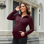 GINKANA Maternity Women's Long Sleeve Shirt Half Zipper Lapel Lightweight - Image 2