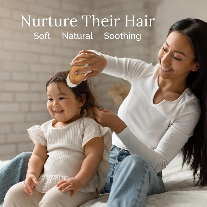 Natemia Wooden Baby Hair Brush & Comb Set - Image 2