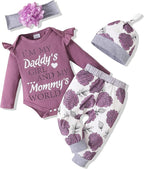 Renotemy Newborn Baby Girl Clothes Outfits Infant Romper Ruffle Floral Pants by Renotemy