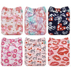 ALVA 6 Pack Cloth Diaper with 12 Inserts One Size Adjustable Washable Reusable by ALVABABY