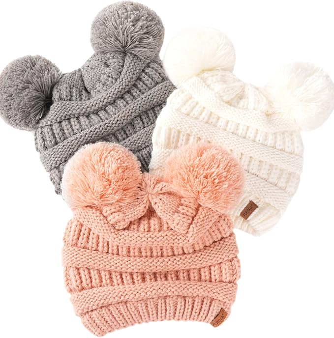 FURTALK Baby Winter Knitted Beanie Hat Soft Warm Lined Pom Pom by FURTALK
