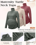 3 Pack Maternity T-Shirts Pregnancy Tops Women Sweater Long Sleeve Turtleneck - Image 3