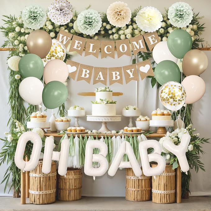 Ouddy Party Sage Green Baby Shower Decorations - Image 7
