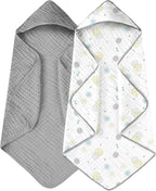 Yoofoss Hooded Baby Towels for Newborn 2 Pack 100% Muslin Organic Cotton Baby by YOOFOSS