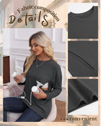 3 Pack Women's Nursing Breastfeeding Tops, Long Sleeve Maternity Shirts - Image 4