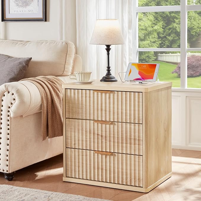 LEYAOYAO Fluted Nightstand by LEYAOYAO-Findtheshiningpointofyourideallife%EF%BC%81
