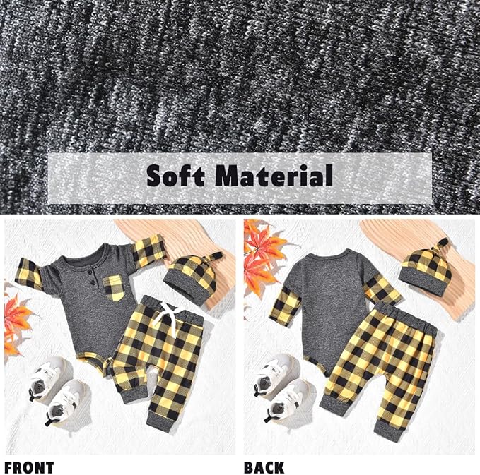 Aalizzwell Newborn Infant Baby Boys Fall Winter Outfit - Image 3