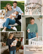 3 Pack Women's Nursing Breastfeeding Tops, Long Sleeve Maternity Shirts - Image 2