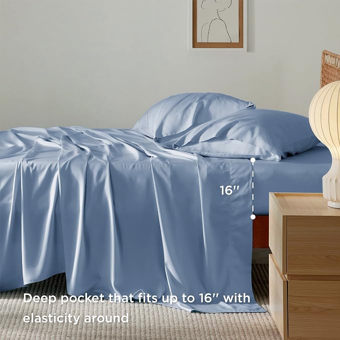 Bedsure Full Size Bed Sheets, Cooling Sheets, Rayon Derived from Bamboo - Image 3