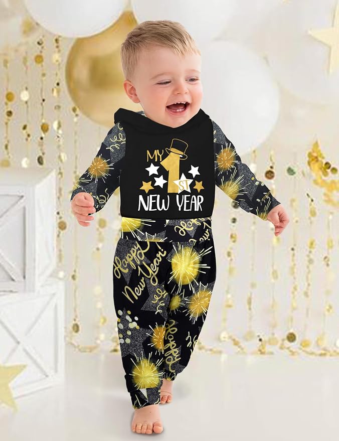 Fommy Newborn Baby Boy Clothes Plaid Letter Print Long Sleeve Hoodies + Long - Image 2