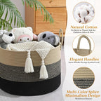 67L Storage Basket for Organizing, Cotton Rope Woven Blanket Basket, Toy - Image 5