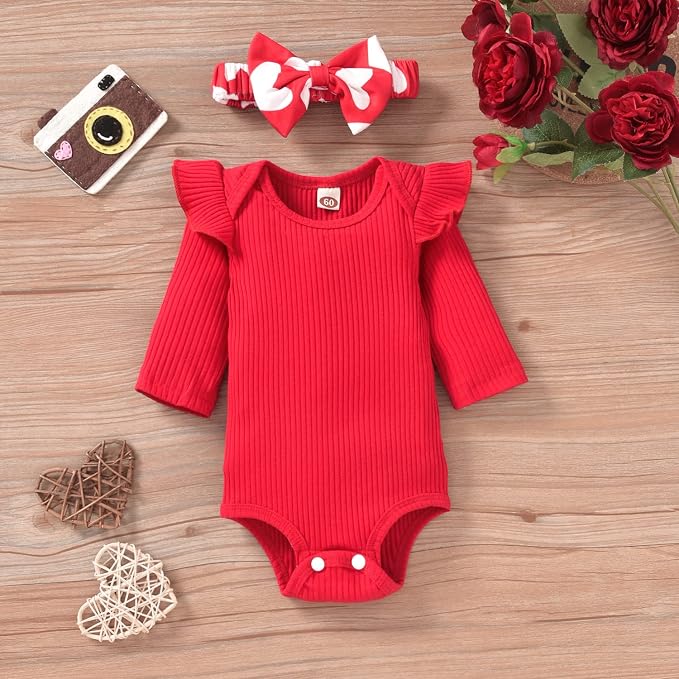 Aalizzwell Preemie Newborn Infant Baby Girls Clothes Ribbed Romper Bodysuit - Image 4