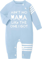 Baby Boy Clothes Infant Mamas Print Romper Stripe Sleeve Outfits Fall Winter by Ribabz
