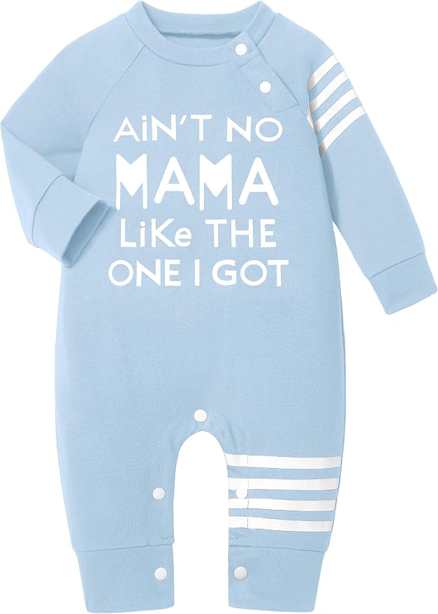 Baby Boy Clothes Infant Mamas Print Romper Stripe Sleeve Outfits Fall Winter by Ribabz