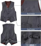 Boy's Suit Formal Slim Fit 5 Pieces Suit Set Blazer Vest Pants - Image 4