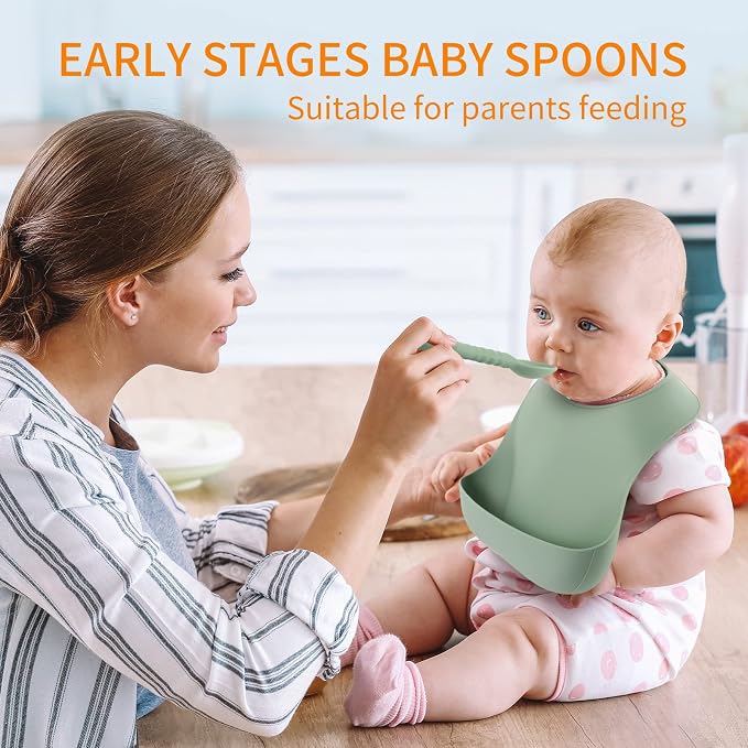ME.FAN Silicone Baby Feeding Spoons 6 Pack First Stage Infant Spoons - Image 5