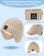 3 Pack Baby Beanie Hats with Earflaps, 2 Size Baby Winter Hat - Image 5