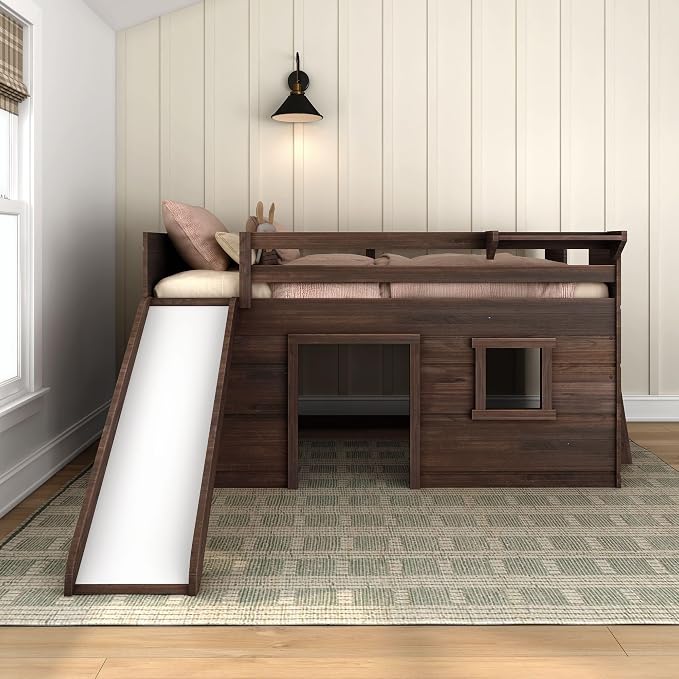 Max & Lily Loft Bed Twin Size, Solid Wood Low Loft Bed - Image 2