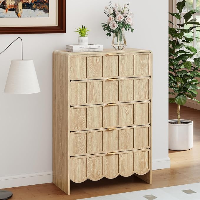5 Drawer Dresser for Bedroom Set of 2, Modern Closet Chest of Drawers - Image 7
