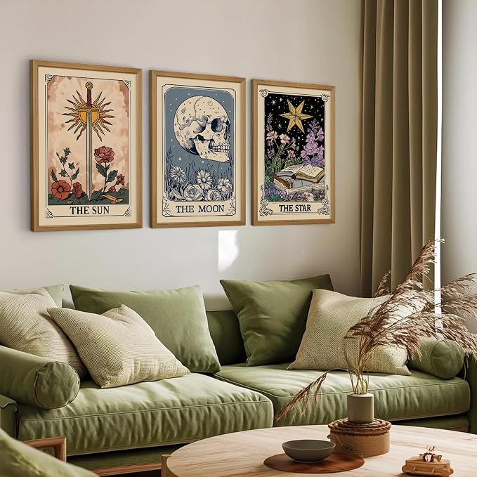 Tarot Card Wall Art Sun Moon Canvas Wall Decor Mystical Astrology Wall Art Boho - Image 5
