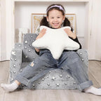 Star Glow in The Dark Toddler Couch, 2-in-1 Toddler Soft Couch Fold Out - Image 2