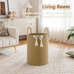 Laundry Basket, Woven Cotton Rope Laundry Hamper, 60L - Image 2