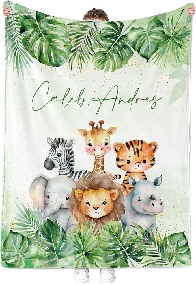 MDPrints Global Safari Animal Personalized Baby Blankets - Image 3