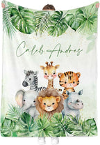 MDPrints Global Safari Animal Personalized Baby Blankets - Image 3