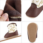 MK MATT KEELY Leather Western Boots Cowboy Bootie Soft Sole Non-Slip Crib Shoes - Image 3