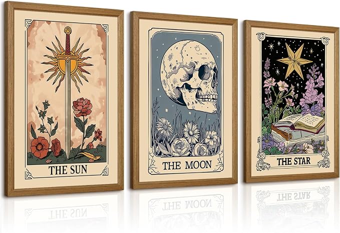 Tarot Card Wall Art Sun Moon Canvas Wall Decor Mystical Astrology Wall Art Boho by Unknown