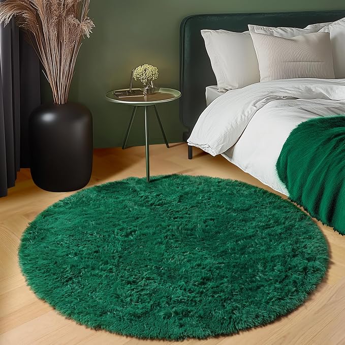 ONASAR Dark Green Round Area Rugs 6ft, Ultra Soft Bedroom Circle Rug - Image 8