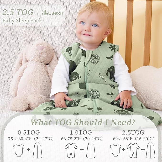 Looxii Baby Sleep Sack 6-12 Months 2.5 TOG Baby Wearable Blanket, Cotton - Image 6