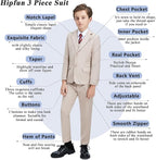 Boys' 3 Piece Suit Set with Suit Jacket, Formal Tuxedos Slim Fit Ring Bearer - Image 3