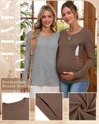 4 Pack Women's Cotton Nursing Tops, Breastfeeding Maternity - Image 3