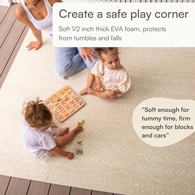 Baby Play Mat for Floor – 4x6ft Beige | Soft Non Toxic Premium EVA Foam Tiles - Image 5