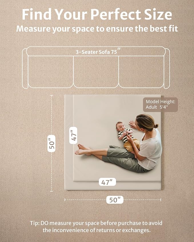 Blissful Diary Vegan Leather Baby Play Mat, 50x50 Thick Foam Cushioned & - Image 3