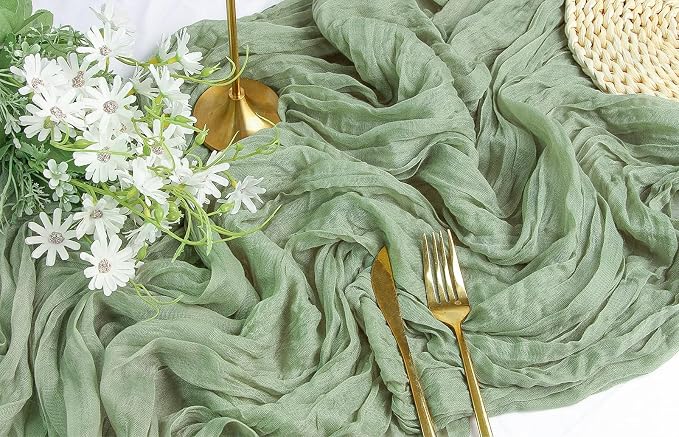 FEXIA 3 Pack Sage Green Table Runner 35x120 Inches - Image 3