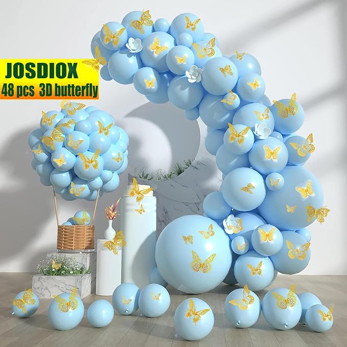 JOSDIOX 3D Butterfly Wall Decor Sticker -48 Pcs, 4 Styles, 3 Sizes Gold - Image 7