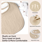 Bearmoss Muslin Baby Drooling Bibs 8 Pack, 100% Cotton Square Adjustable - Image 2