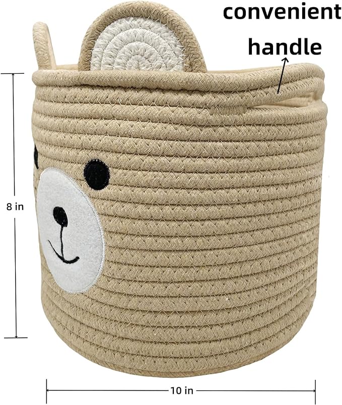 Bear Basket for Nursery, Baby Shower Basket, Baby Baskets for Storage, Laundry - Image 2