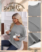 3 Pack Women's Nursing Breastfeeding Tops, Long Sleeve Maternity Shirts - Image 4