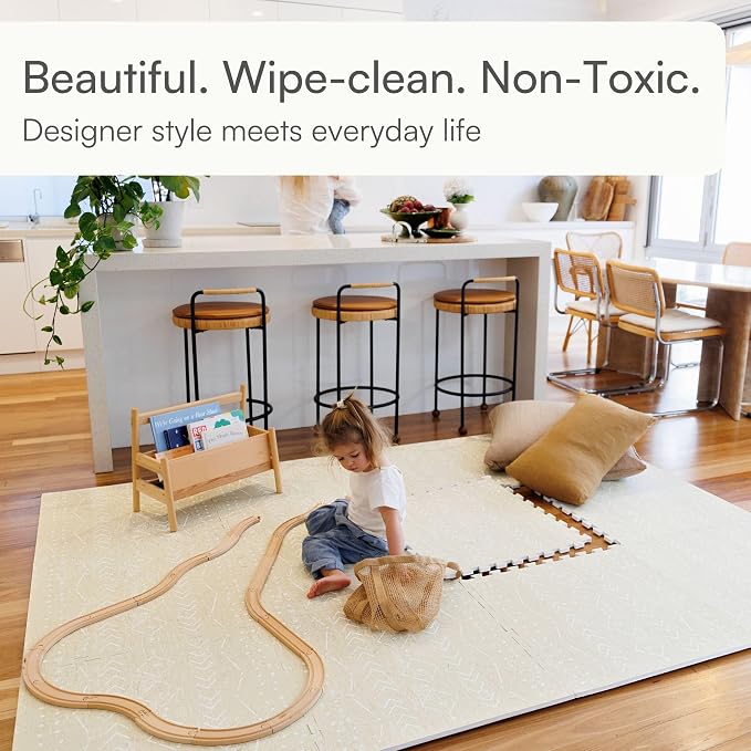 Lillefolk Baby Play Mat for Floor – 6x8ft Beige | Soft Non Toxic Premium EVA - Image 2