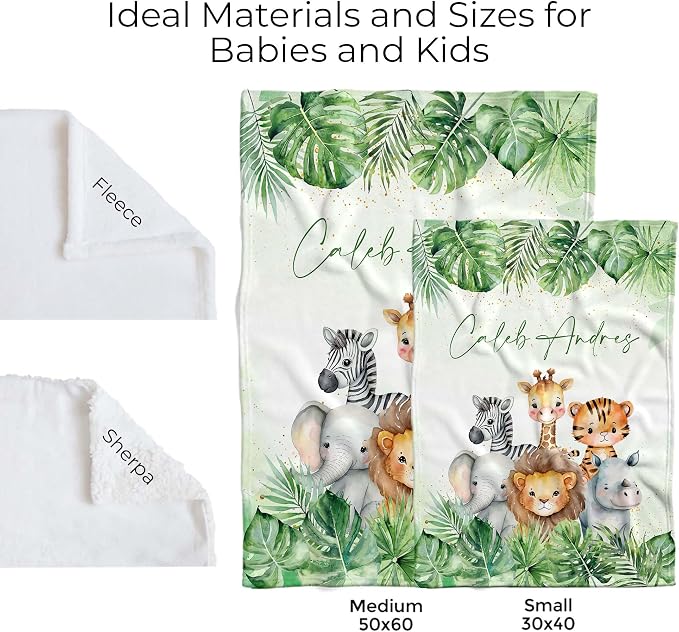 MDPrints Global Safari Animal Personalized Baby Blankets - Image 5