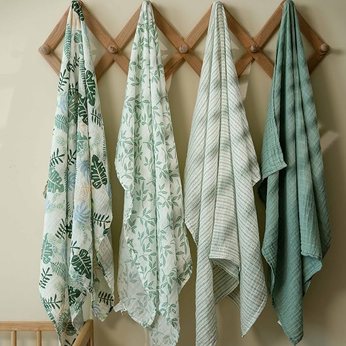 Muslin Swaddle Blankets for Newborn, 4 Pack Organic Cotton Baby Blankets Neutral - Image 2